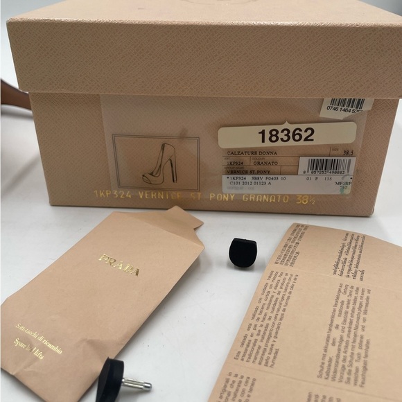 PRADA Peep Toe Luxury Patent Leather Vernice St. Pony Brown Tones High Heel Pump - Picture 8 of 10